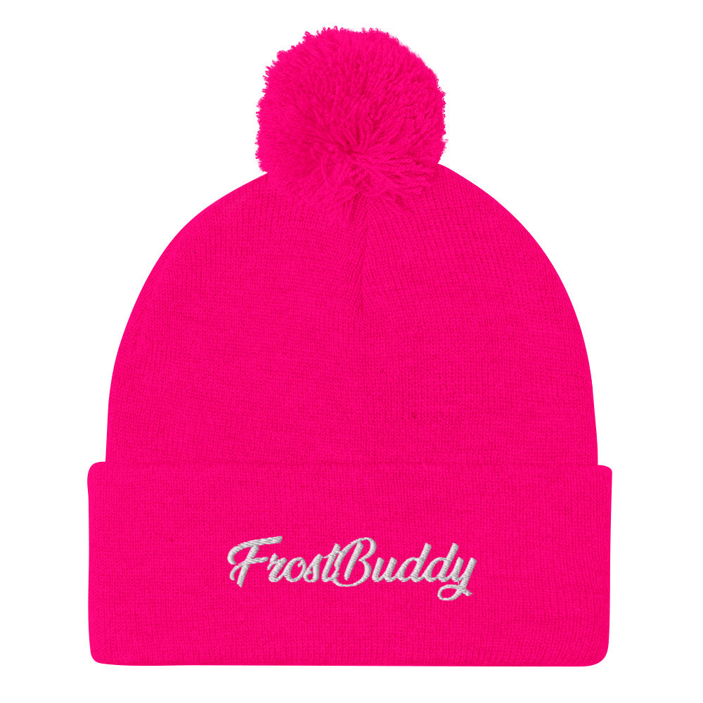 Frost Buddy Neon Pink Elegant Pom-Pom Beanie #color_neon pink