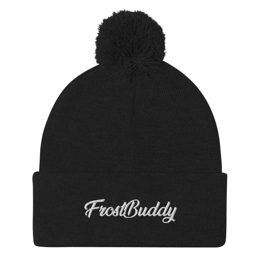 Frost Buddy Black Elegant Pom-Pom Beanie #color_black