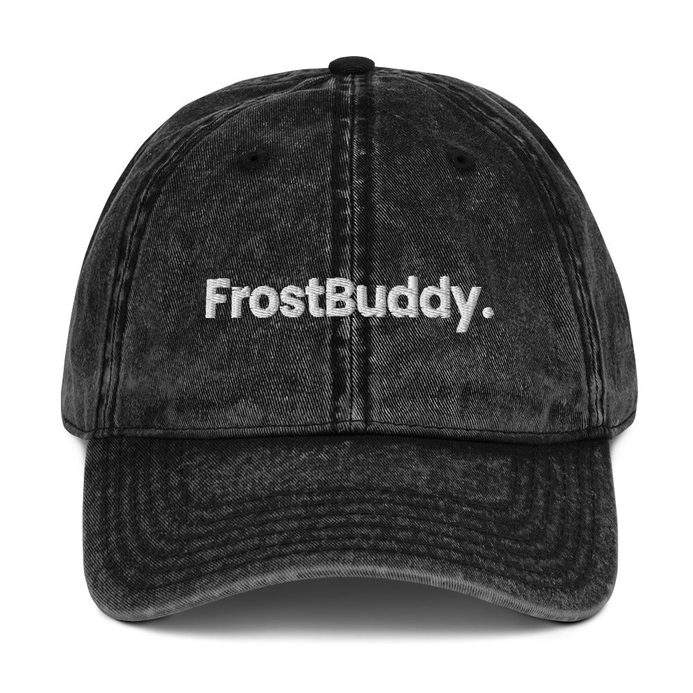 Frost Buddy Black Logo Vintage Cotton Twill Cap #color_black