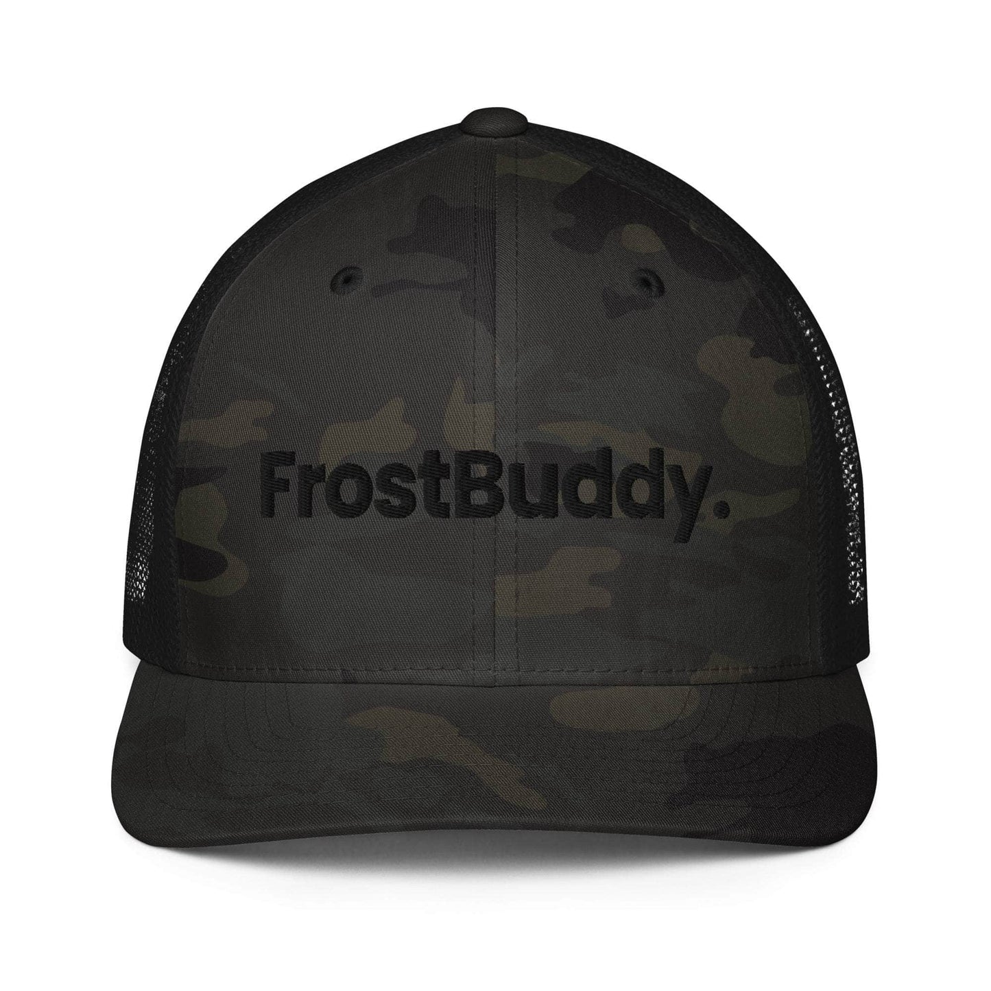 Frost Buddy Multicam Black/Black Logo Closed-back Trucker Cap #color_multicam black/black