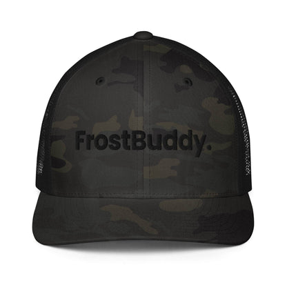 Frost Buddy Multicam Black/Black Logo Closed-back Trucker Cap #color_multicam black/black