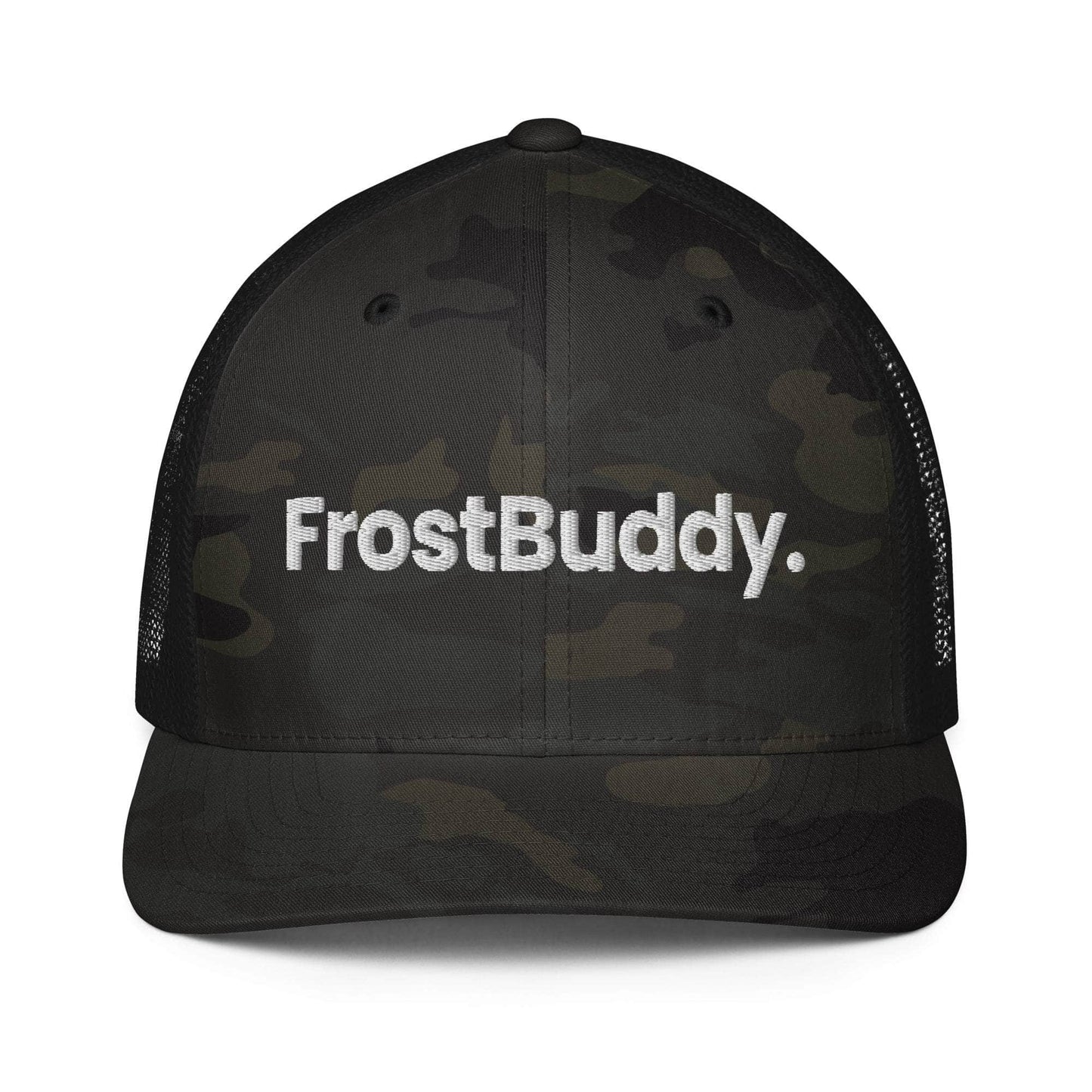Frost Buddy Multicam Black/Black Logo Closed-back Trucker Cap #color_multicam black/black