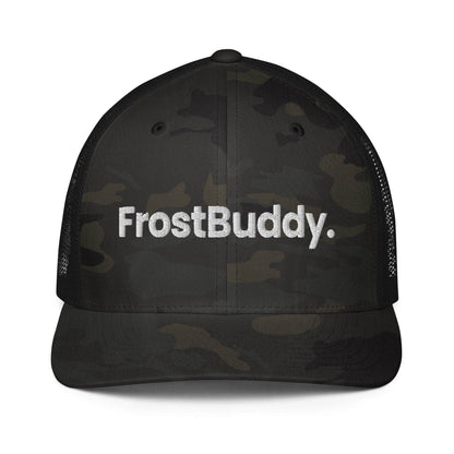 Frost Buddy Multicam Black/Black Logo Closed-back Trucker Cap #color_multicam black/black