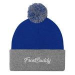 Frost Buddy Royal/ Heather Grey Elegant Pom-Pom Beanie #color_royal/ heather grey
